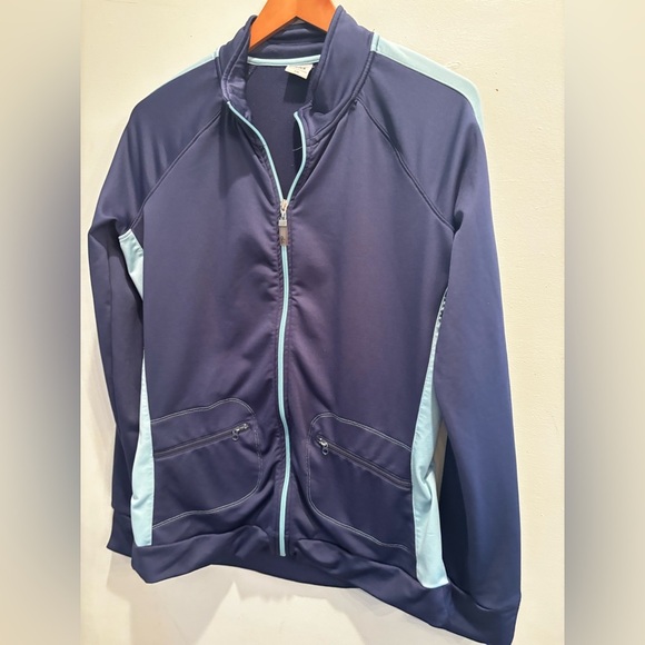 Women’s Navy and Light Blue Jacket Alo yoga athletic exercise track jacket - Picture 1 of 12